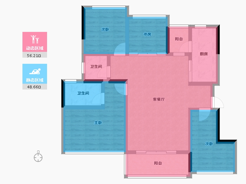 四川省-绵阳市-领地国际社区三期-92.68-户型库-动静分区