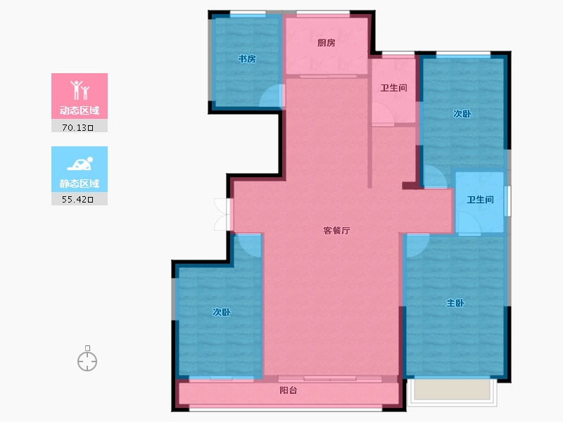 宁夏回族自治区-银川市-巨力公园和府-113.99-户型库-动静分区