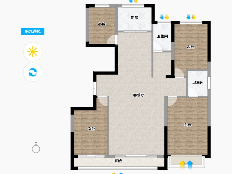 宁夏回族自治区-银川市-巨力公园和府-113.99-户型库-采光通风