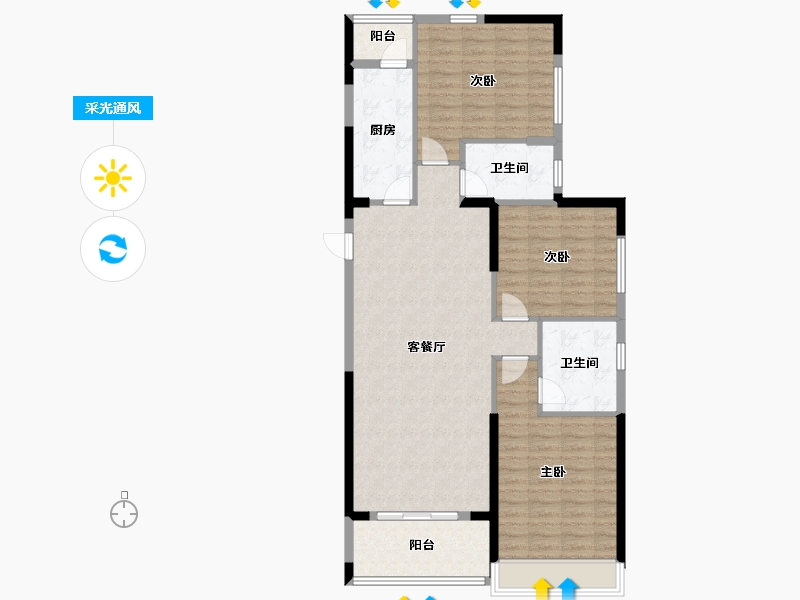 山东省-潍坊市-恒大翡翠华庭-1号楼-110.00-户型库-采光通风