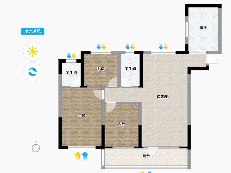 宁夏回族自治区-银川市-中海半岛华府-92.58-户型库-采光通风