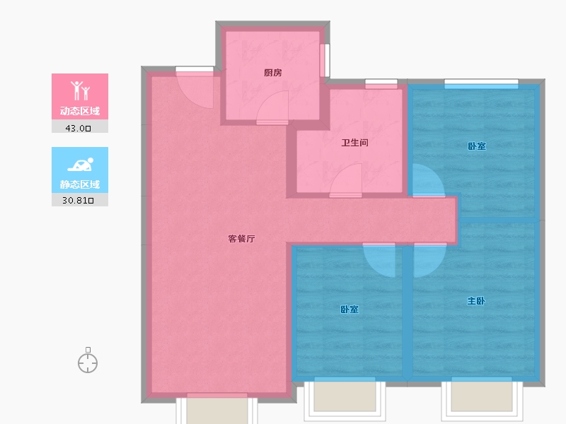 新疆维吾尔自治区-乌鲁木齐市-旭辉新城·学府尚品-65.59-户型库-动静分区