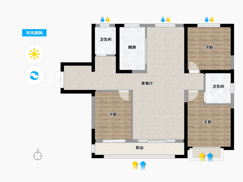 宁夏回族自治区-银川市-巨力公园和府-101.76-户型库-采光通风