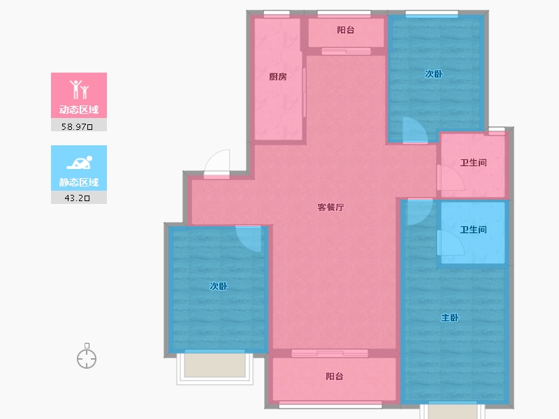 河北省-邢台市-蓝城雅园-91.83-户型库-动静分区