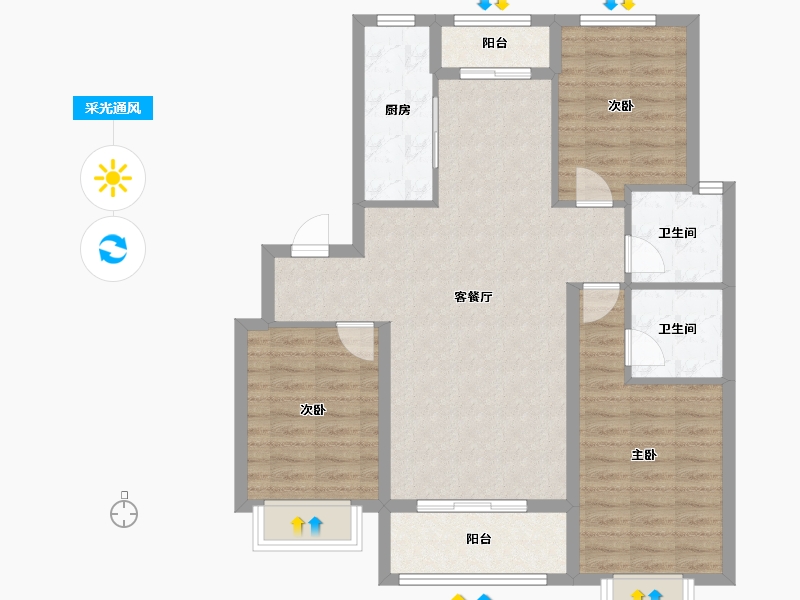 河北省-邢台市-蓝城雅园-91.83-户型库-采光通风