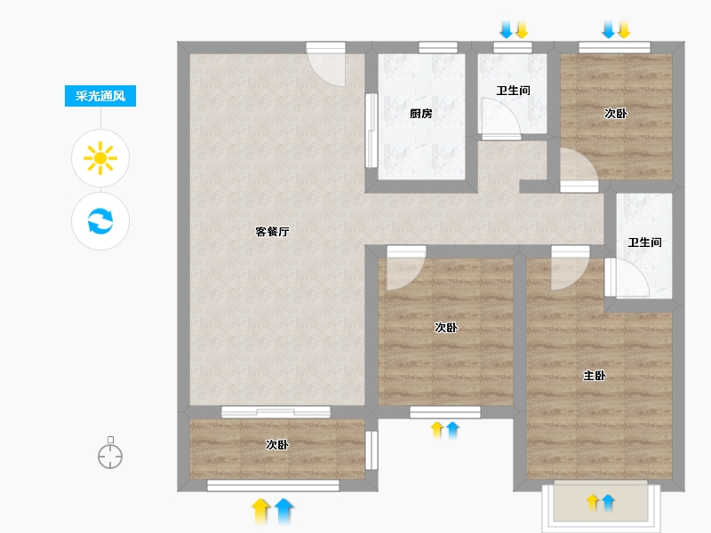 河北省-邢台市-金桂园-73.76-户型库-采光通风