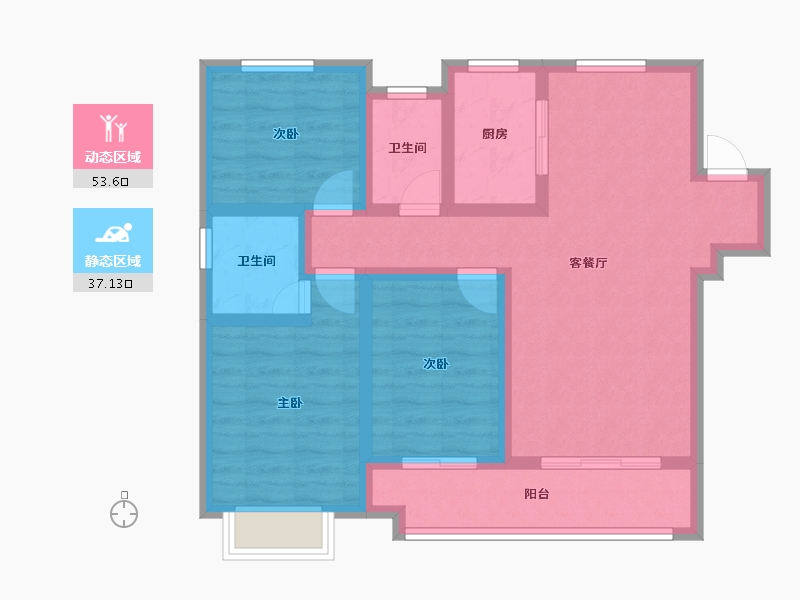 河北省-邢台市-蓝城雅园-79.60-户型库-动静分区