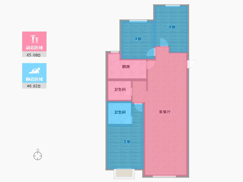 内蒙古自治区-呼和浩特市-陶然巷小区-123.00-户型库-动静分区