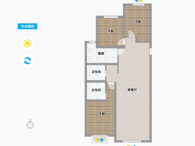 内蒙古自治区-呼和浩特市-陶然巷小区-123.00-户型库-采光通风