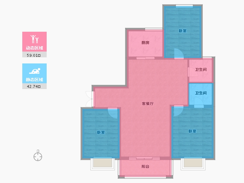 甘肃省-临夏回族自治州-碧云天·东城明珠-91.44-户型库-动静分区