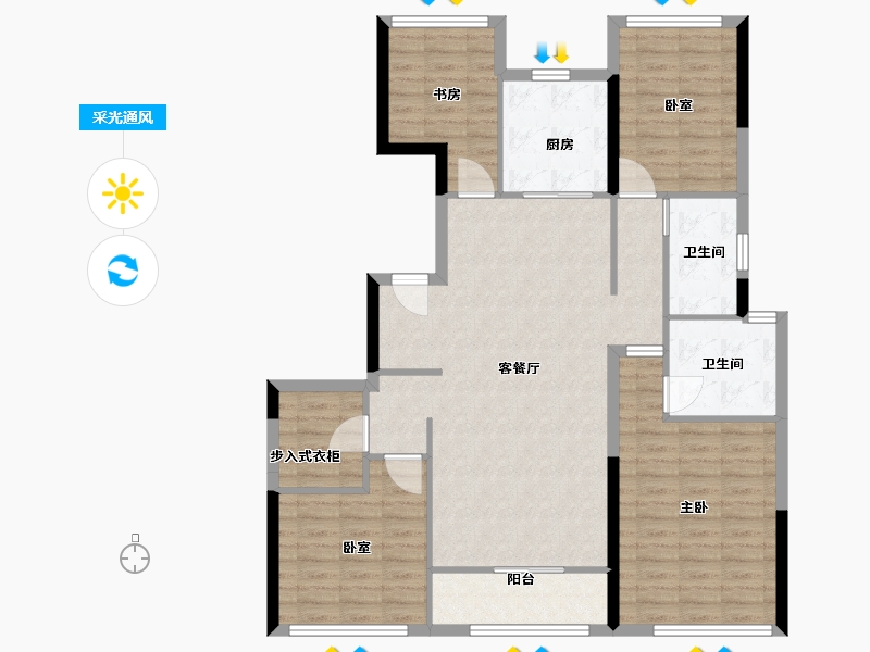 山东省-青岛市-绿城汀岚-114.00-户型库-采光通风