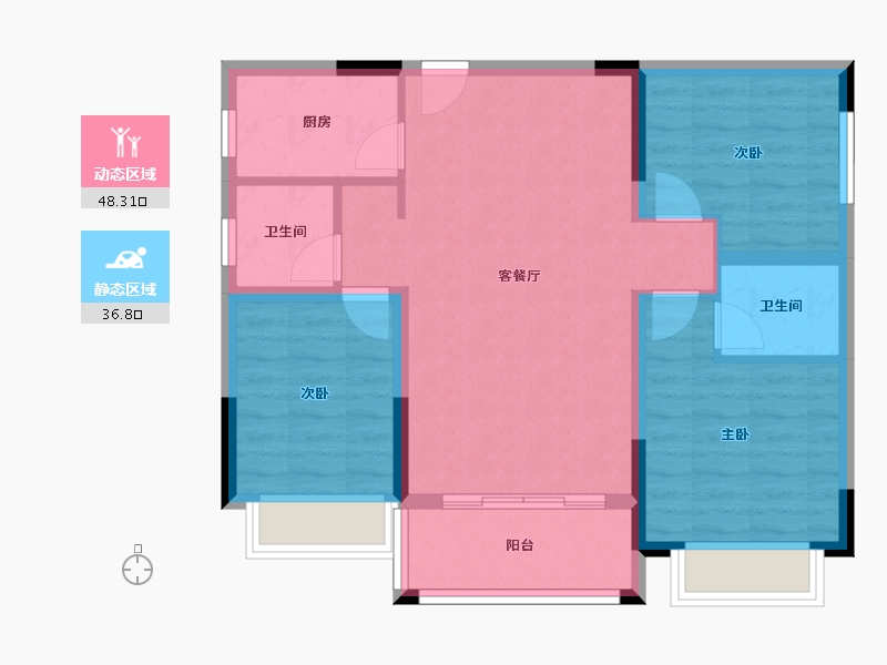 江西省-赣州市-博达·翡翠学府-75.96-户型库-动静分区