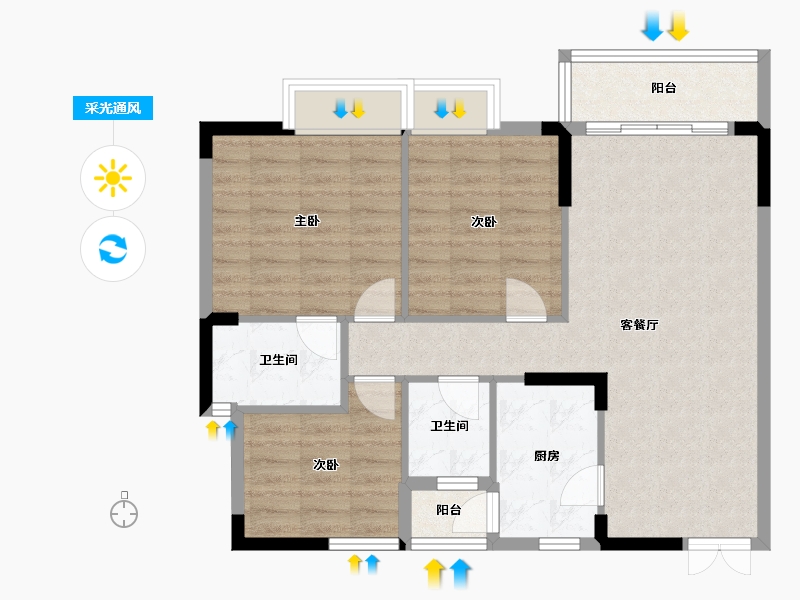 贵州省-黔东南苗族侗族自治州-北斗佳苑-110.00-户型库-采光通风