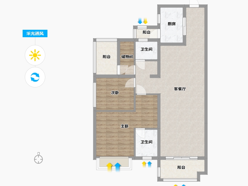 广东省-汕头市-雅居乐-125.00-户型库-采光通风