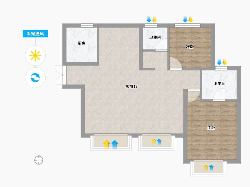 新疆维吾尔自治区-乌鲁木齐市-君瑞兰亭府-71.57-户型库-采光通风