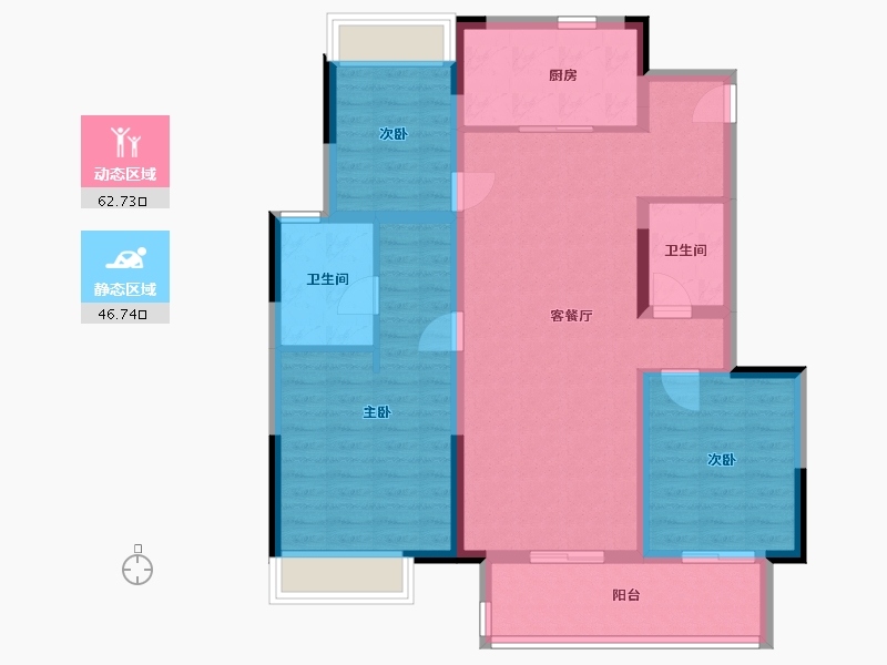 江苏省-扬州市-华侨城·万科·侨城里-98.00-户型库-动静分区