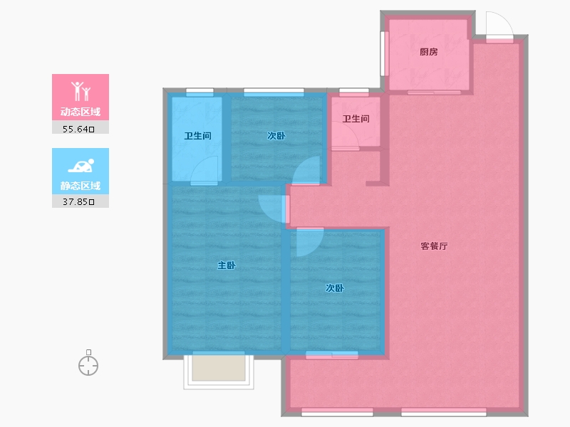 河北省-邢台市-金桂园-83.85-户型库-动静分区