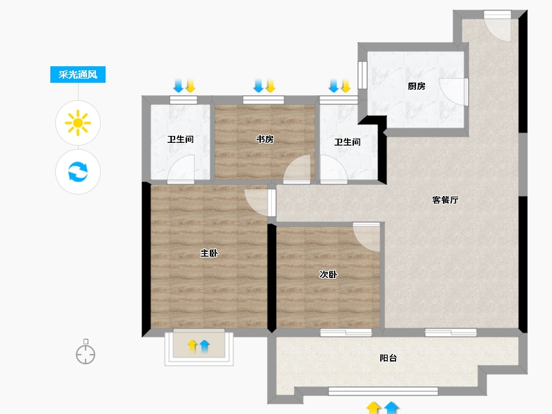 河南省-焦作市-和兴金尊府-83.58-户型库-采光通风