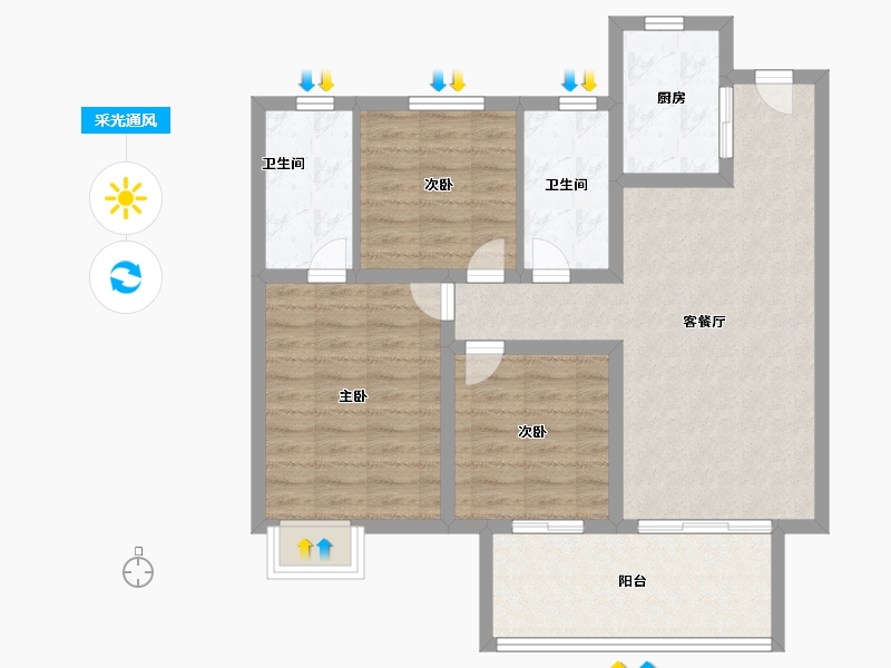 河南省-周口市-茉莉公馆-85.00-户型库-采光通风