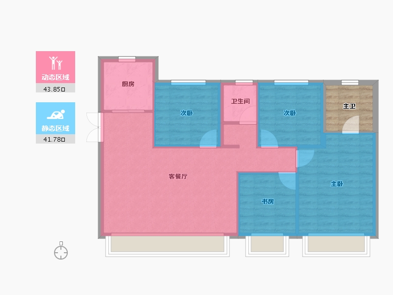 新疆维吾尔自治区-乌鲁木齐市-君瑞兰亭府-82.65-户型库-动静分区