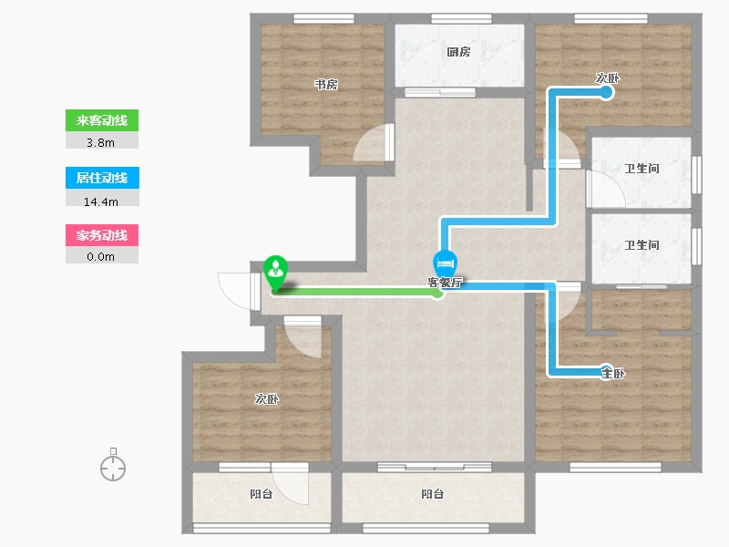 甘肃省-定西市-润嘉公馆-109.05-户型库-动静线