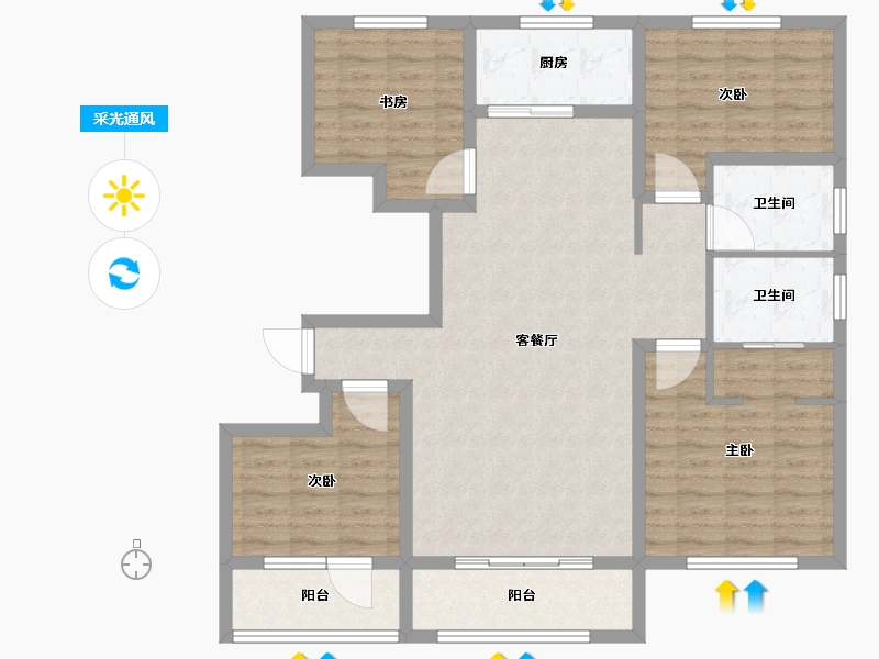 甘肃省-定西市-润嘉公馆-109.05-户型库-采光通风