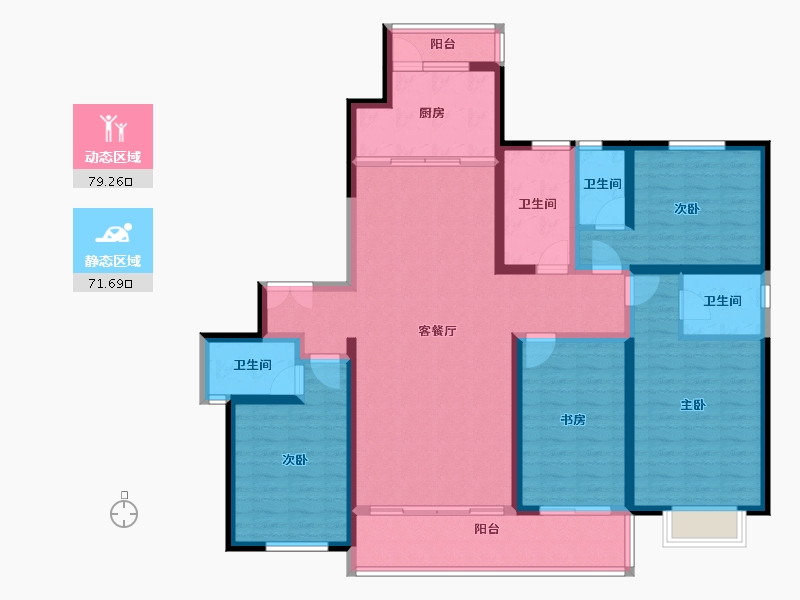 甘肃省-临夏回族自治州-关家台颐景苑-134.61-户型库-动静分区