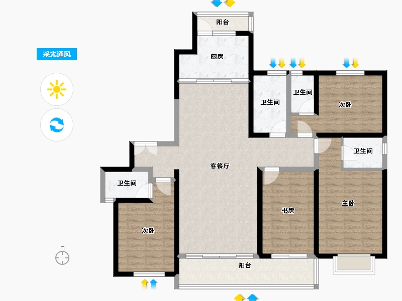 甘肃省-临夏回族自治州-关家台颐景苑-134.61-户型库-采光通风