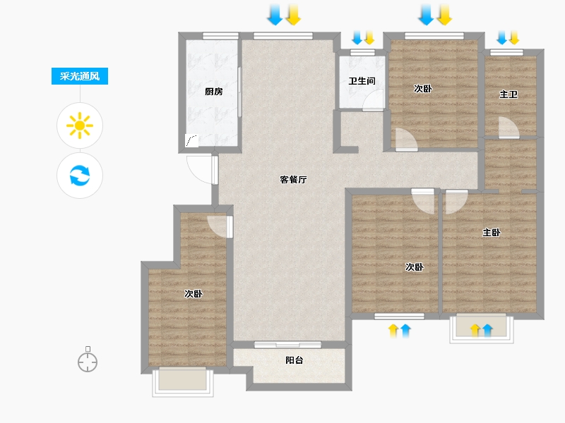 山东省-东营市-众成璟园-127.20-户型库-采光通风