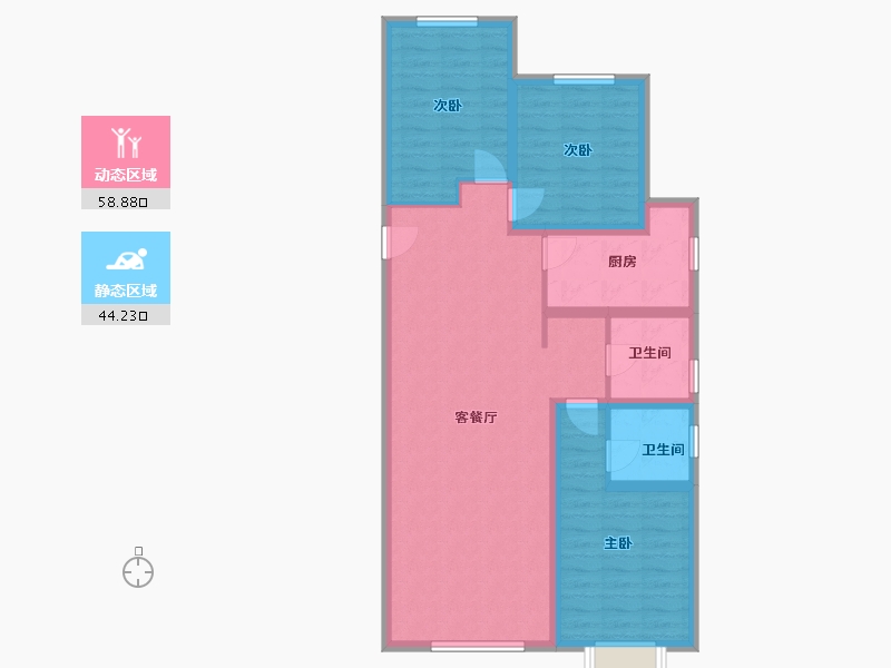 内蒙古自治区-呼和浩特市-陶然巷小区-108.00-户型库-动静分区