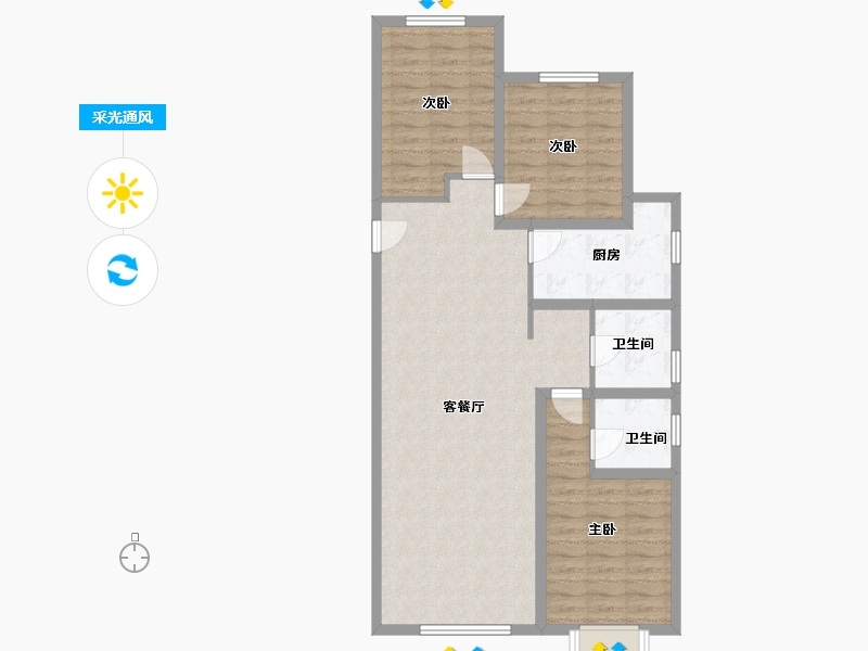 内蒙古自治区-呼和浩特市-陶然巷小区-108.00-户型库-采光通风