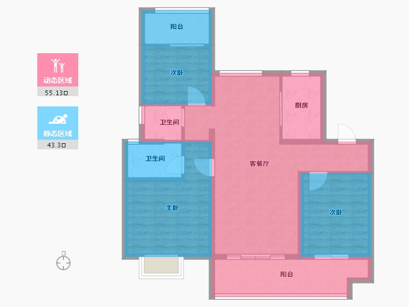 河南省-周口市-碧桂园公园学府-88.00-户型库-动静分区