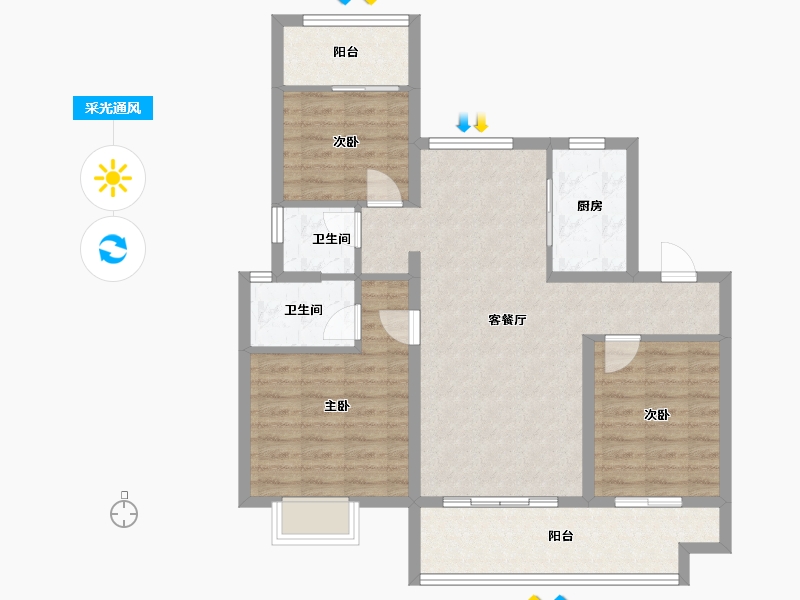 河南省-周口市-碧桂园公园学府-88.00-户型库-采光通风