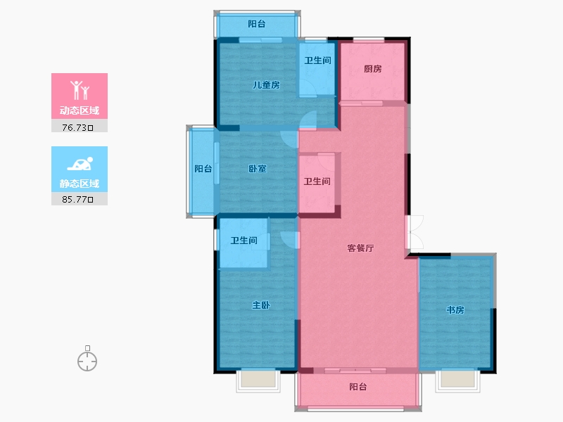 甘肃省-临夏回族自治州-联谊·碧水景苑-146.87-户型库-动静分区