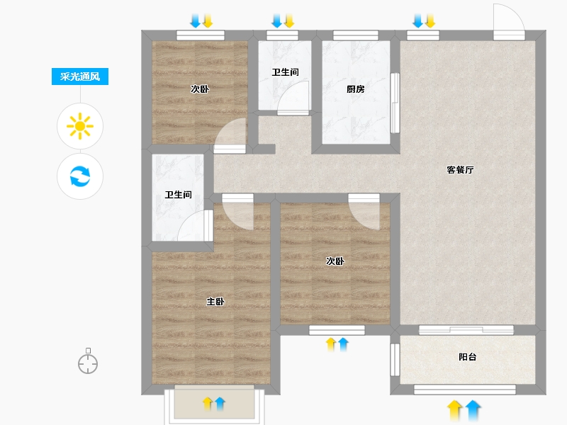 河北省-邢台市-金桂园-71.38-户型库-采光通风