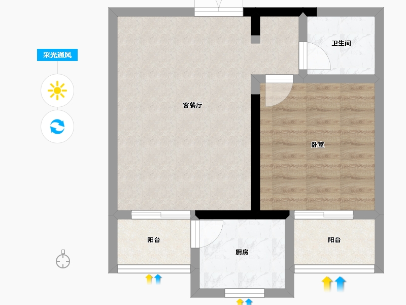 甘肃省-定西市-永生北玻紫御华府-50.98-户型库-采光通风