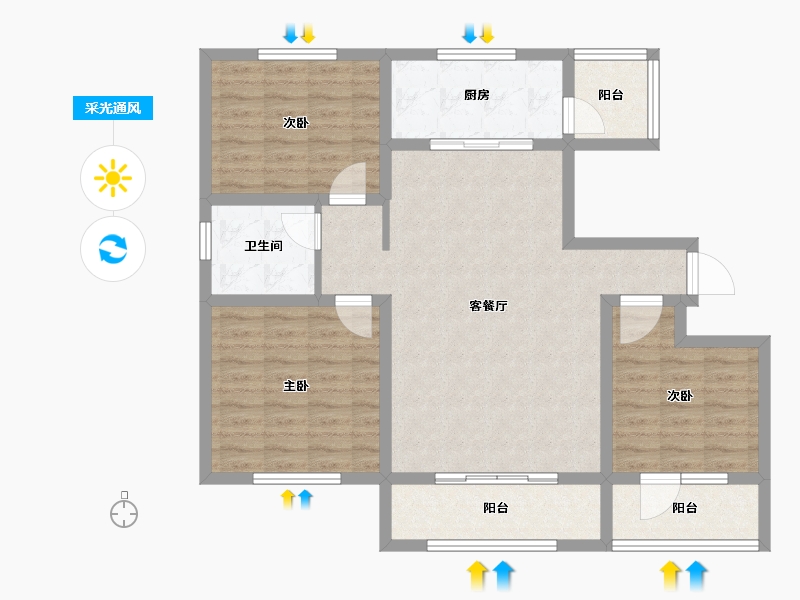 甘肃省-定西市-润嘉公馆-95.22-户型库-采光通风