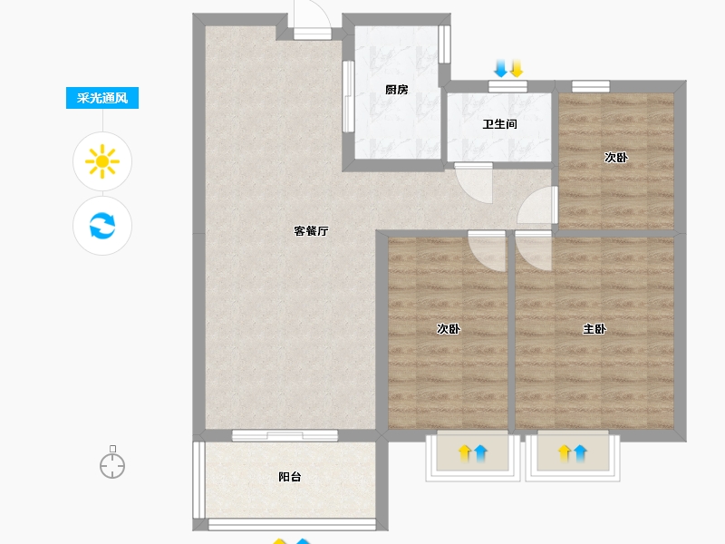 河南省-三门峡市-阳光里-88.20-户型库-采光通风