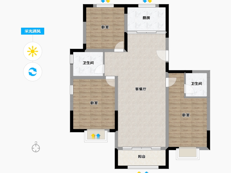 甘肃省-临夏回族自治州-临夏·幸福城-106.72-户型库-采光通风