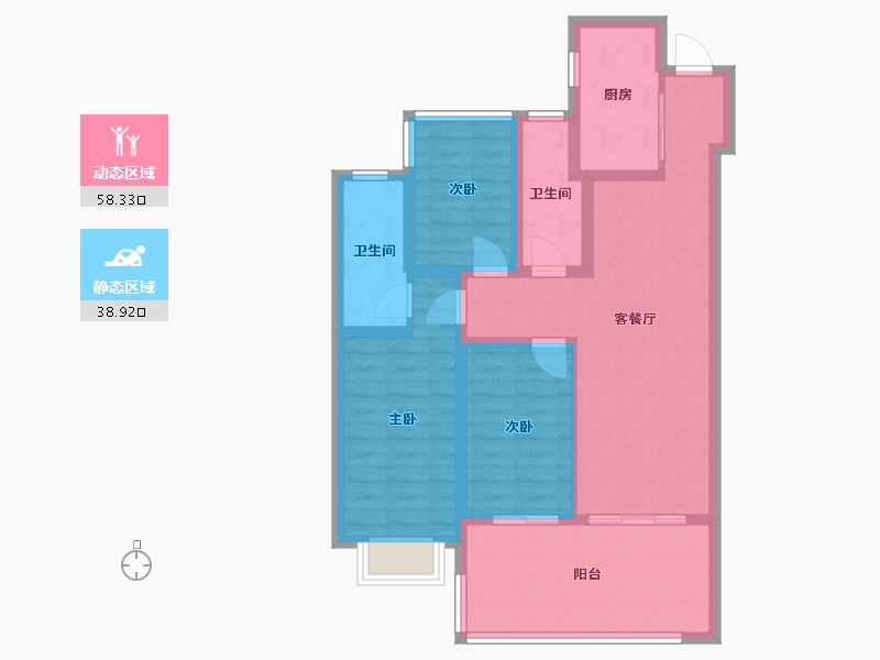 安徽省-合肥市-新站区 国贸璟原-86.00-户型库-动静分区