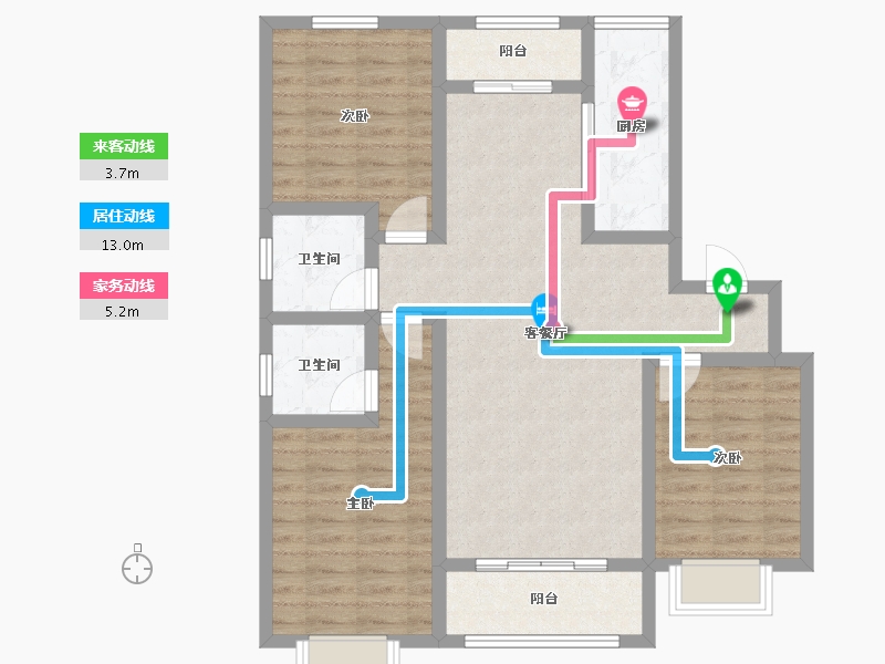 河北省-邢台市-蓝城雅园-90.95-户型库-动静线