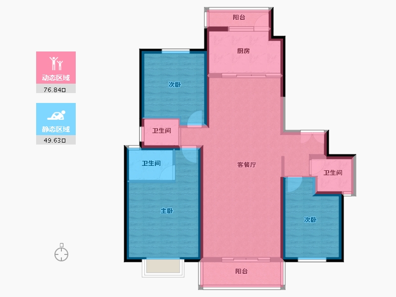 甘肃省-临夏回族自治州-关家台颐景苑-113.49-户型库-动静分区