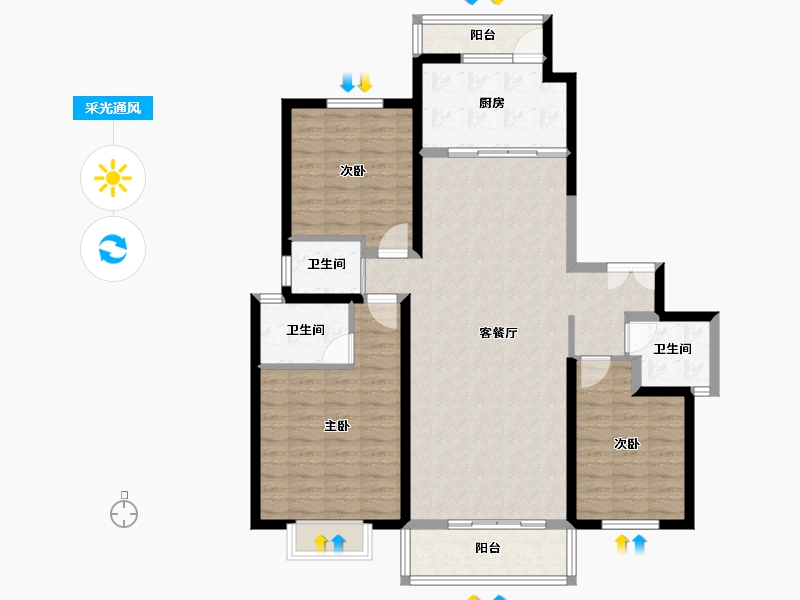 甘肃省-临夏回族自治州-关家台颐景苑-113.49-户型库-采光通风