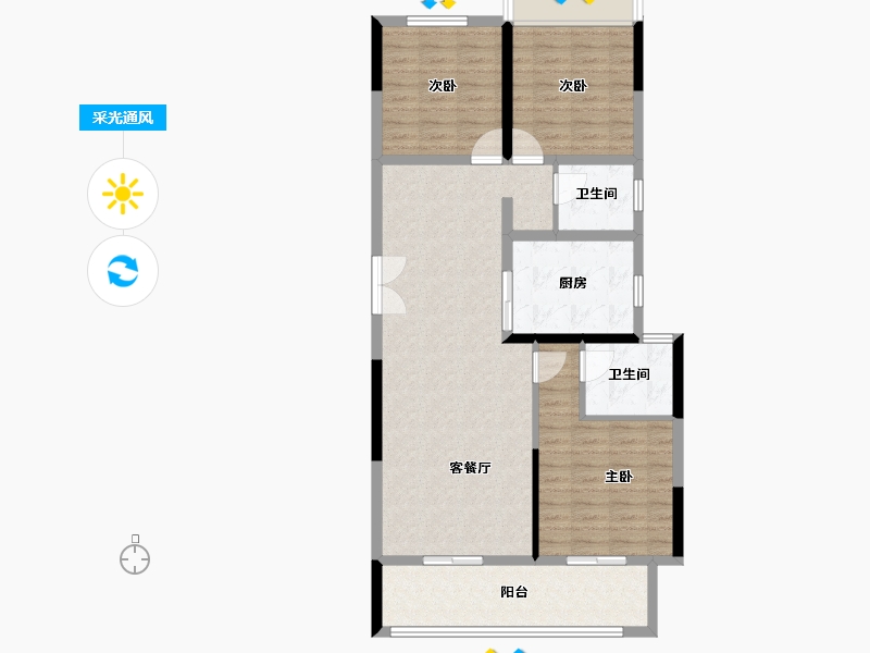 湖北省-咸宁市-同惠上和城-96.91-户型库-采光通风