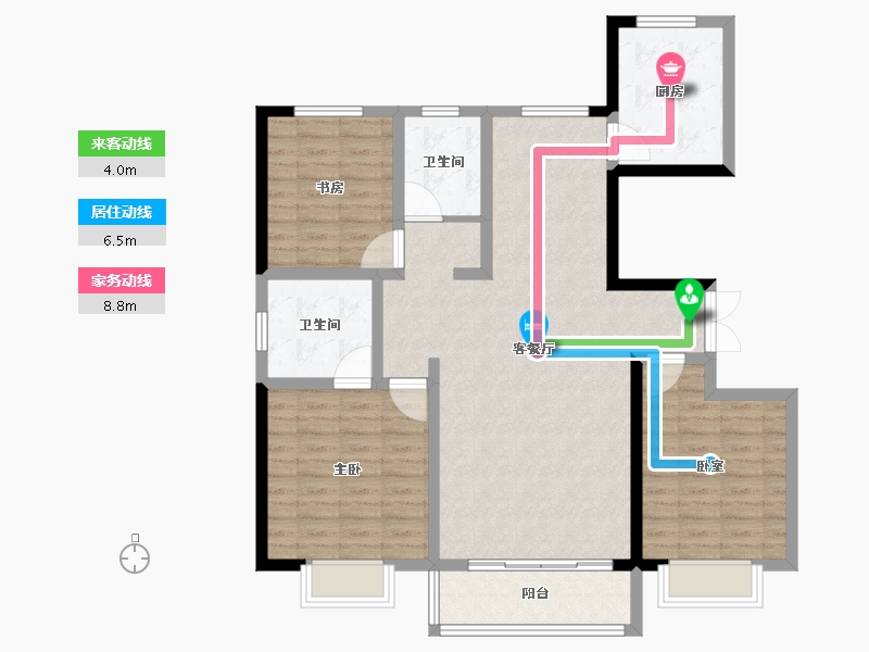 甘肃省-定西市-永生北玻紫御华府-106.40-户型库-动静线