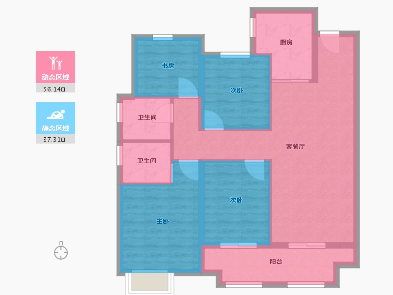 河北省-石家庄市-金辉优步悦山-94.62-户型库-动静分区