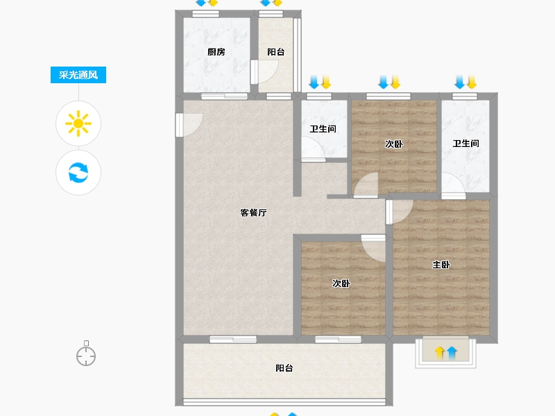 河南省-周口市-茉莉公馆-97.80-户型库-采光通风