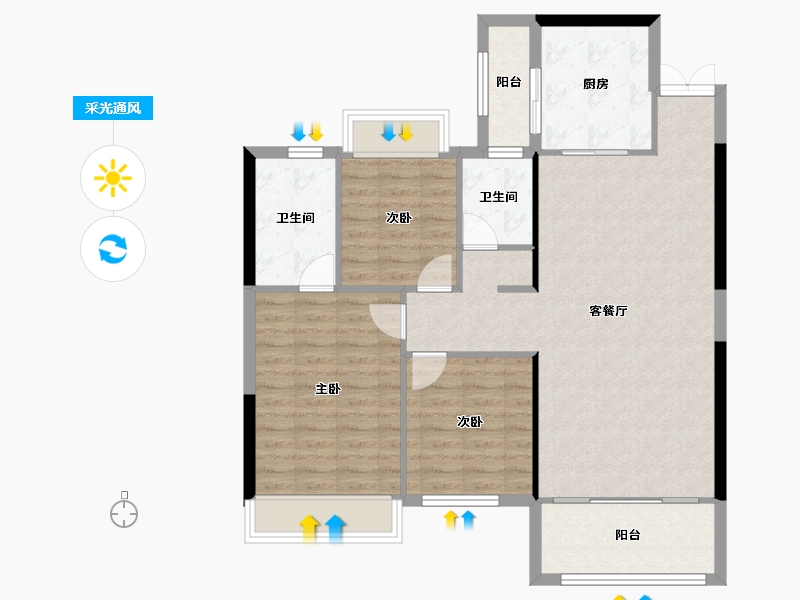 湖北省-咸宁市-同惠上和城-96.97-户型库-采光通风