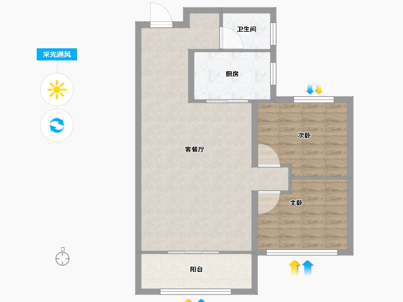 山东省-泰安市-安居幸福里-76.80-户型库-采光通风