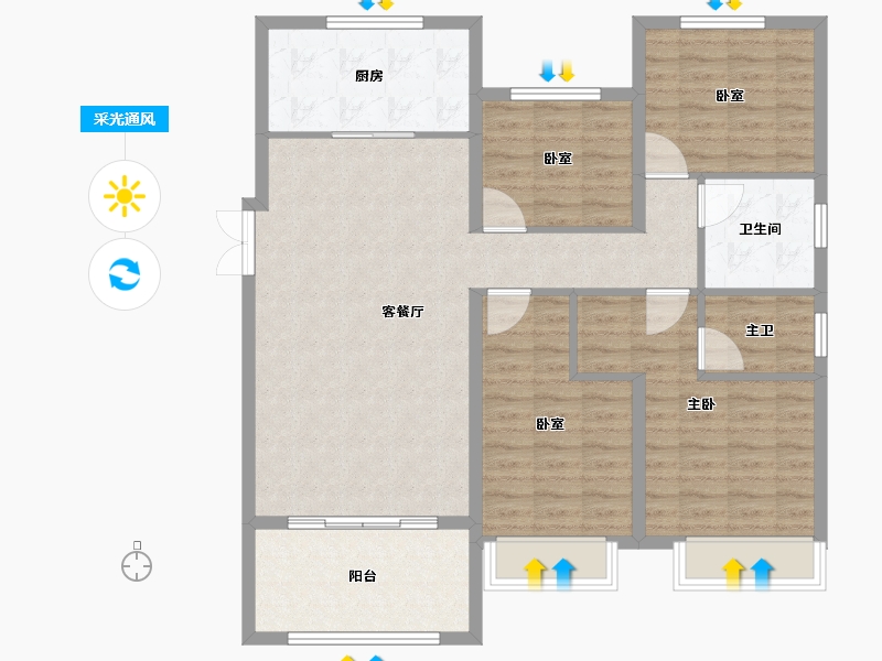 山东省-泰安市-华新时代公园-109.60-户型库-采光通风